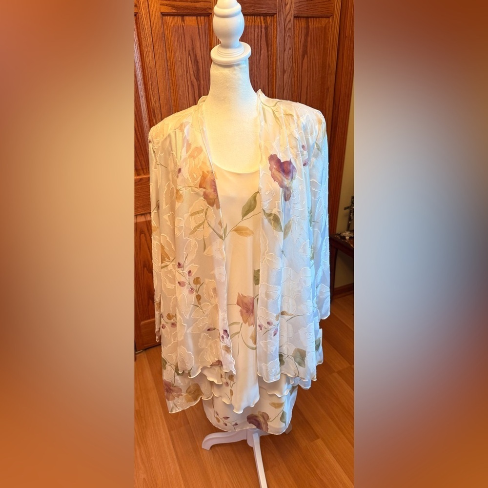 NWT Jeffrey & Dara Dress Womens 8 Evenings by Tom Barra Ivory Lace Sheer Lined